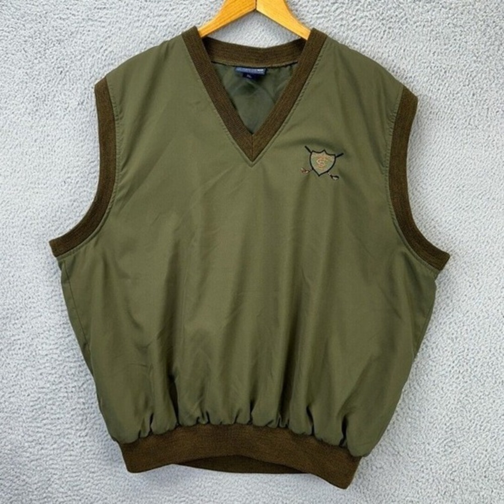 Sunderland Of Scotland Vest Mens XL Green V- Neck Golf Wind Stopper Made In USA